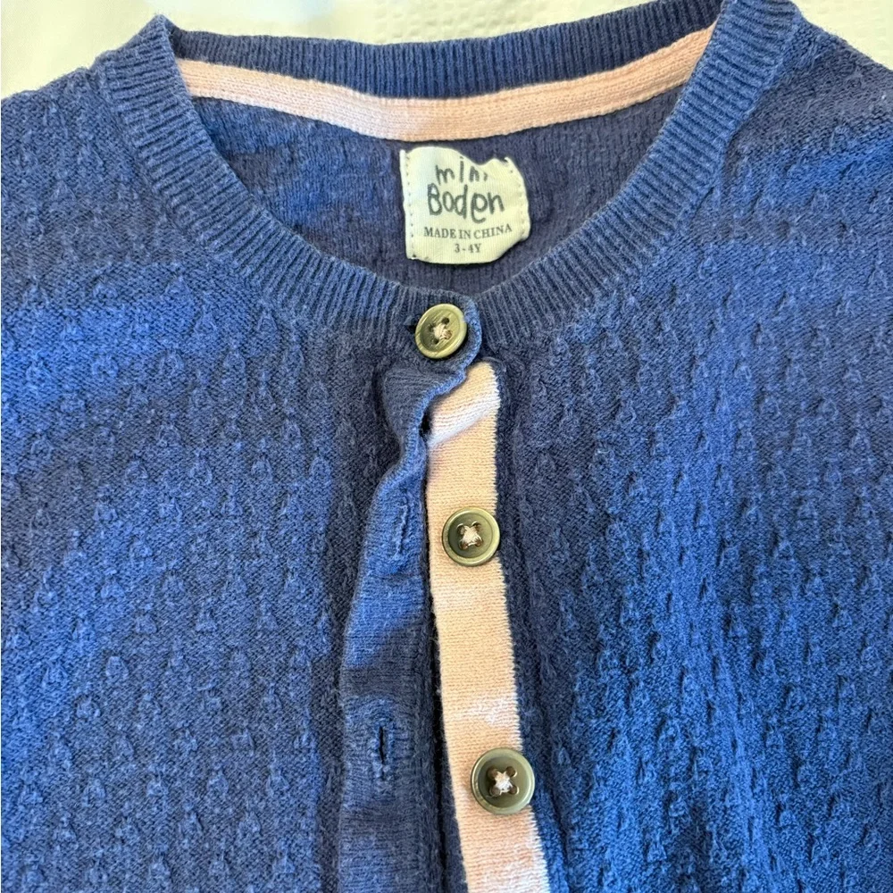 Boden Navy Cardigan with Pink Trim